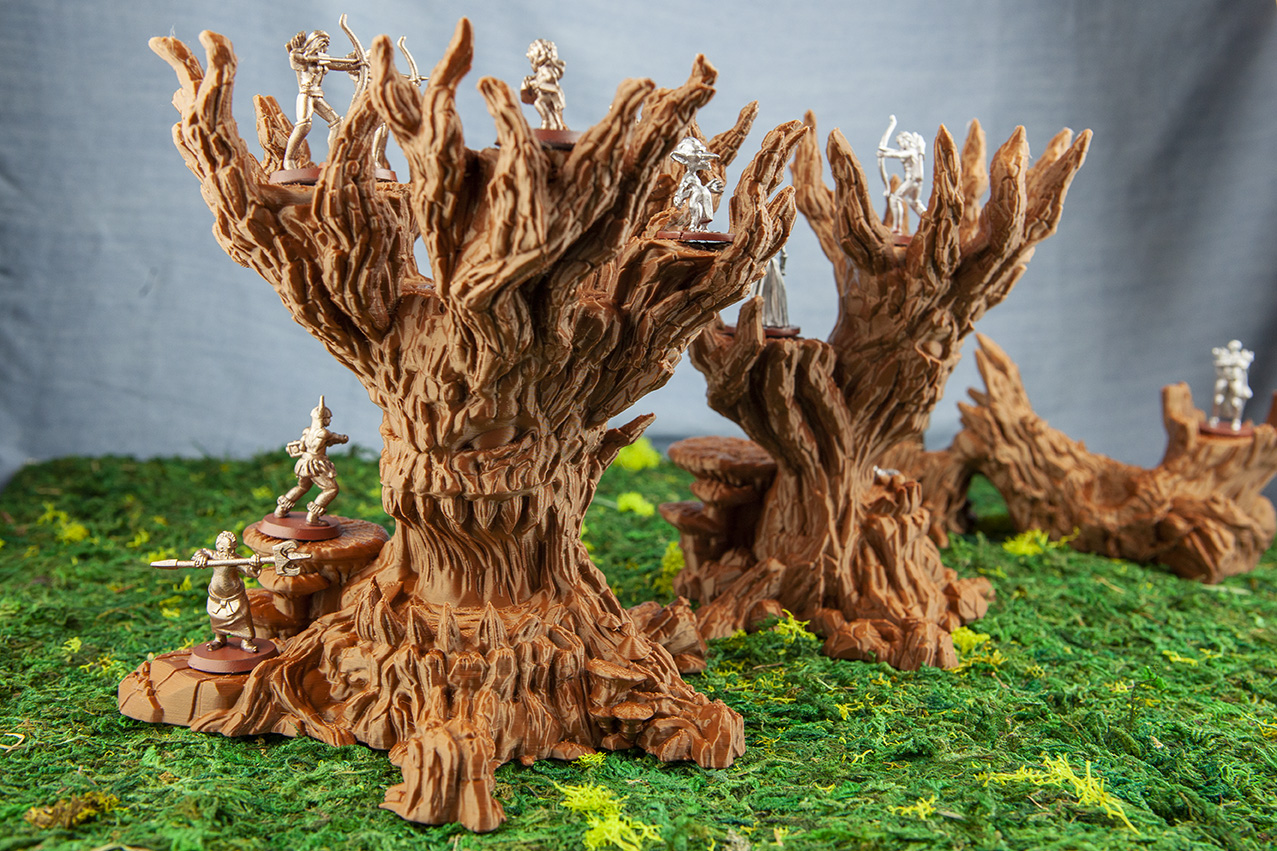 Painted tabletop terrain in play